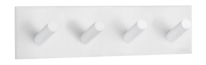 Kroklist m/4 kroker selvklebende - matt hvit